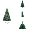 Image de vidaXL Semi-sapin de Noël artificiel éclairage boules vert 210 cm - Sapins de Noël