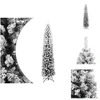 Image de vidaXL Sapin de Noël artificiel élancé avec neige Vert 210 cm PVC - Sapins de Noël