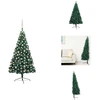 Image de vidaXL Semi-sapin de Noël artificiel éclairage boules vert 150 cm - Sapins de Noël