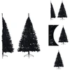 Image de vidaXL Semi-sapin de Noël artificiel avec support Noir 180 cm PVC - Sapins de Noël