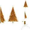 Image de vidaXL Semi-sapin de Noël artificiel avec support Or 240 cm PET - Sapins de Noël