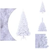 Image de vidaXL Arbre de Noël artificiel avec branches épaisses Blanc 210 cm PVC - Sapins de Noël