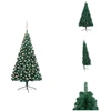 Image de vidaXL Semi-sapin de Noël artificiel éclairage boules vert 180 cm - Sapins de Noël