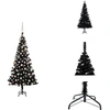 Image de vidaXL Sapin de Noël artificiel éclairage & boules noir 180 cm - Sapins de Noël