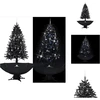 Image de vidaXL Sapin de Noël à neige avec pied parapluie noir 190 cm PVC - Sapins de Noël