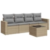 Image de vidaXL Ensemble de salon de jardin 5 pièces avec coussins Beige Poly Rattan