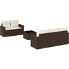 Image de vidaXL Ensemble de salon de jardin 6 pièces avec coussins Marron Poly Rattan
