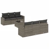 Image de vidaXL Ensemble de salon de jardin 7 pièces avec coussins Gris Poly rotin