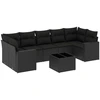 Image de vidaXL Ensemble de jardin canapé 8 pièces avec coussins noir poly rotin