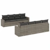 Image de vidaXL Ensemble de salon de jardin 9 pièces avec coussins Gris Poly rotin