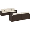 Image de vidaXL Ensemble de salon de jardin 9 pièces avec coussins Marron Poly Rattan