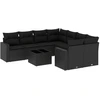 Image de vidaXL Ensemble de salon de jardin 9 pièces avec coussins noir poly rotin
