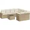 Image de vidaXL Ensemble de salon de jardin 9 pièces avec coussins beige Poly rotin