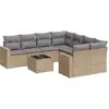 Image de vidaXL Ensemble de salon de jardin 9 pièces avec coussins beige Poly rotin