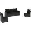 Image de vidaXL Ensemble de salon de jardin 5 pièces avec coussins noir poly rotin