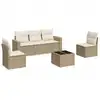 Image de vidaXL Ensemble de salon de jardin 6 pièces avec coussins Beige Poly Rattan