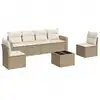 Image de vidaXL Ensemble de salon de jardin 7 pièces avec coussins Beige Poly Rattan