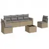 Image de vidaXL Ensemble de salon de jardin 7 pièces avec coussins Beige Poly Rattan