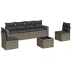 Image de vidaXL Ensemble de salon de jardin 7 pièces avec coussins Gris Poly rotin