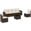 Image de vidaXL Ensemble de salon de jardin 7 pièces avec coussins Marron Poly rotin