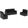 Image de vidaXL Ensemble de salon de jardin 7 pièces avec coussins noir poly rotin