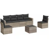 Image de vidaXL Ensemble de salon de jardin 7 pièces avec coussins gris clair Poly rotin