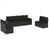 Image de vidaXL Ensemble de jardin canapé 8 pièces avec coussins noir poly rotin