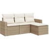 Image de vidaXL Ensemble de salon de jardin 4 pièces avec coussins Beige Poly Rattan