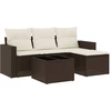 Image de vidaXL Ensemble de salon de jardin 5 pièces avec coussins Marron Poly Rattan