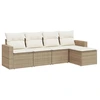 Image de vidaXL Ensemble de salon de jardin 5 pièces avec coussins Beige Poly Rattan