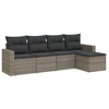 Image de vidaXL Ensemble de salon de jardin 5 pièces avec coussins Gris Poly rotin