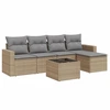 Image de vidaXL Ensemble de salon de jardin 6 pièces avec coussins Beige Poly Rattan
