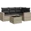 Image de vidaXL Ensemble de salon de jardin 5 pièces avec coussins gris clair Poly rotin