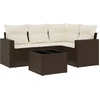 Image de vidaXL Ensemble de salon de jardin 5 pièces avec coussins Marron Poly Rattan
