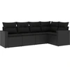 Image de vidaXL Ensemble de salon de jardin 5 pièces avec coussins noir poly rotin