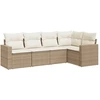 Image de vidaXL Ensemble de salon de jardin 5 pièces avec coussins Beige Poly Rattan