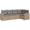 Image de vidaXL Ensemble de salon de jardin 5 pièces avec coussins Beige Poly Rattan