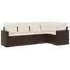 Image de vidaXL Ensemble de salon de jardin 5 pièces avec coussins Marron Poly Rattan