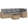 Image de vidaXL Ensemble de salon de jardin 6 pièces avec coussins Beige Poly Rattan