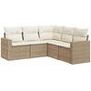 Image de vidaXL Ensemble de salon de jardin 5 pièces avec coussins Beige Poly Rattan
