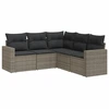 Image de vidaXL Ensemble de salon de jardin 5 pièces avec coussins Gris Poly rotin