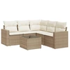 Image de vidaXL Ensemble de salon de jardin 6 pièces avec coussins Beige Poly Rattan