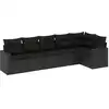 Image de vidaXL Ensemble de salon de jardin 6 pièces avec coussins noir poly rotin