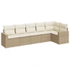 Image de vidaXL Ensemble de salon de jardin 6 pièces avec coussins Beige Poly Rattan