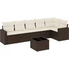 Image de vidaXL Ensemble de salon de jardin 7 pièces avec coussins Marron Poly rotin