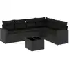 Image de vidaXL Ensemble de salon de jardin 7 pièces avec coussins noir poly rotin
