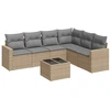 Image de vidaXL Ensemble de salon de jardin 7 pièces avec coussins Beige Poly Rattan