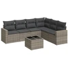 Image de vidaXL Ensemble de salon de jardin 7 pièces avec coussins Gris Poly rotin