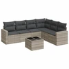 Image de vidaXL Ensemble de salon de jardin 7 pièces avec coussins gris clair Poly rotin