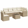 Image de vidaXL Ensemble de salon de jardin 7 pièces avec coussins Beige Poly Rattan